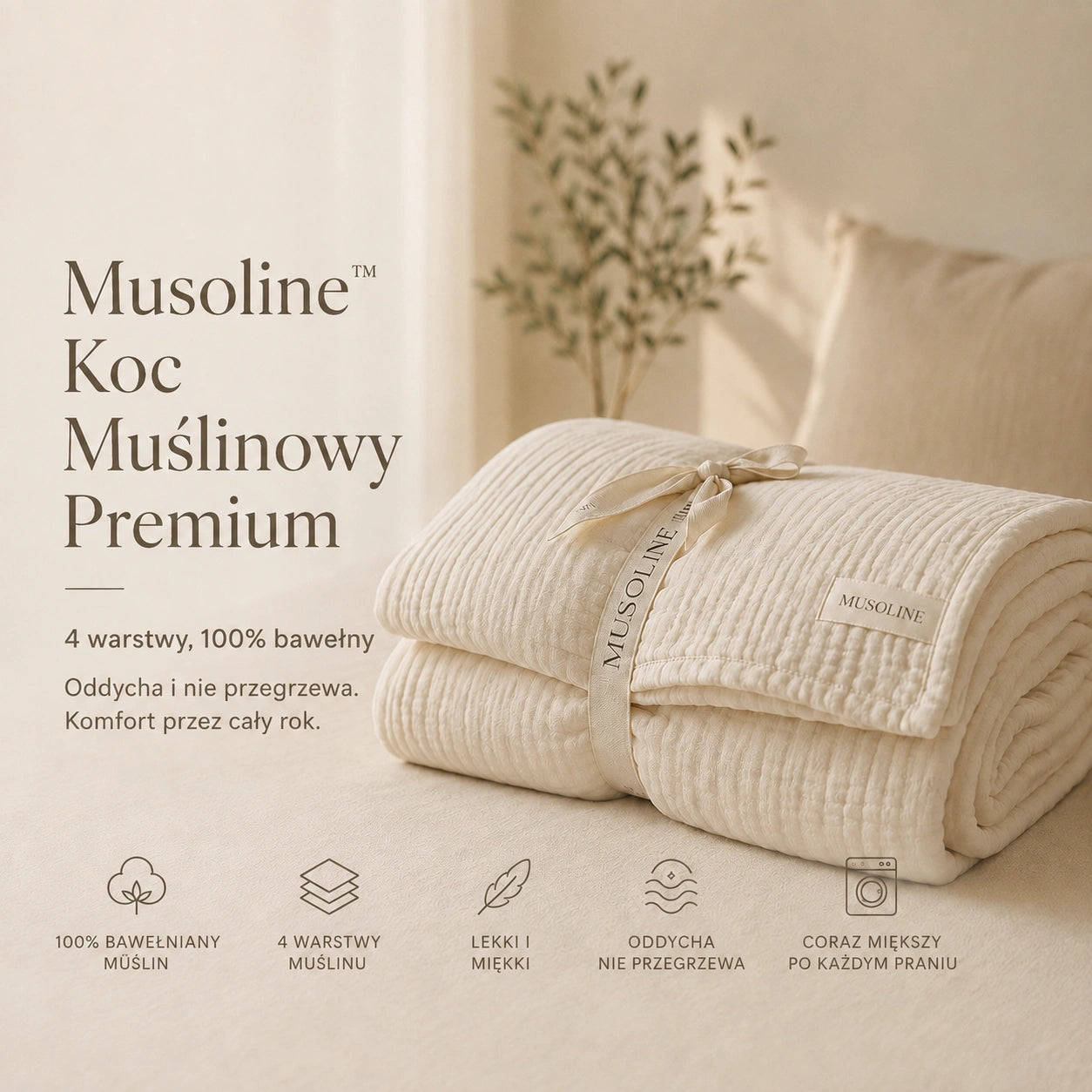 Musoline™ Koc Muślinowy dla Dorosłych